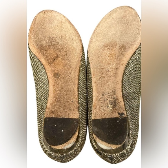 JIMMY CHOO Flat pumps sz 39 is 8-8.5 GOLD sequins Open toe ladies shoes Italy - Picture 4 of 13